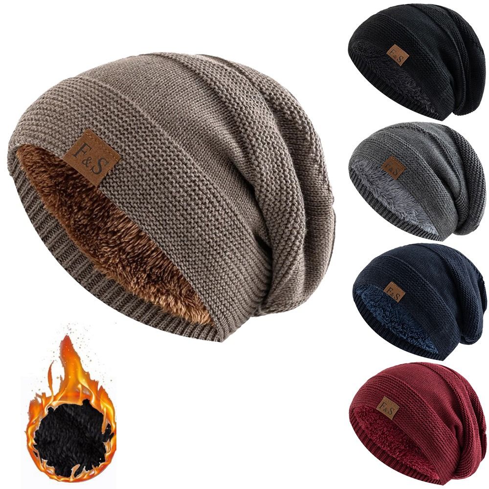 Beanie Cuffed Knit - Bonnet d'hiver doublé de fourrure, style