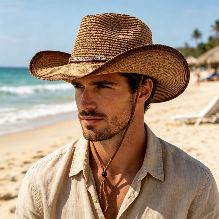 Cowboy Hat Straw - Chapeau de paille dégradé style western